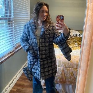 House of Sunny Plaid Puffer Coat